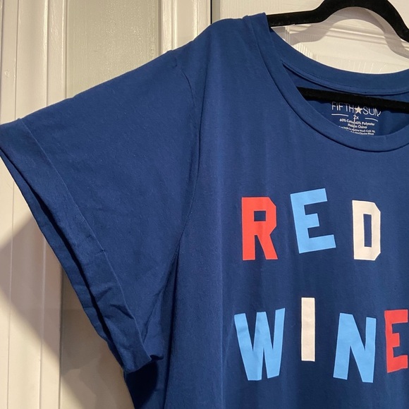 NWT Red Wine & Blue Size 2X Short Rolled Sleeve Crew Neck Cotton Tee Shirt USA - Picture 4 of 9